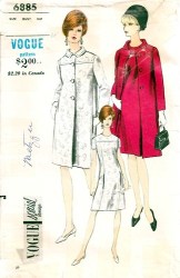 6885 1966 VOG A-LINE POCKET DRESS, COLLAR COAT PATTERN 14